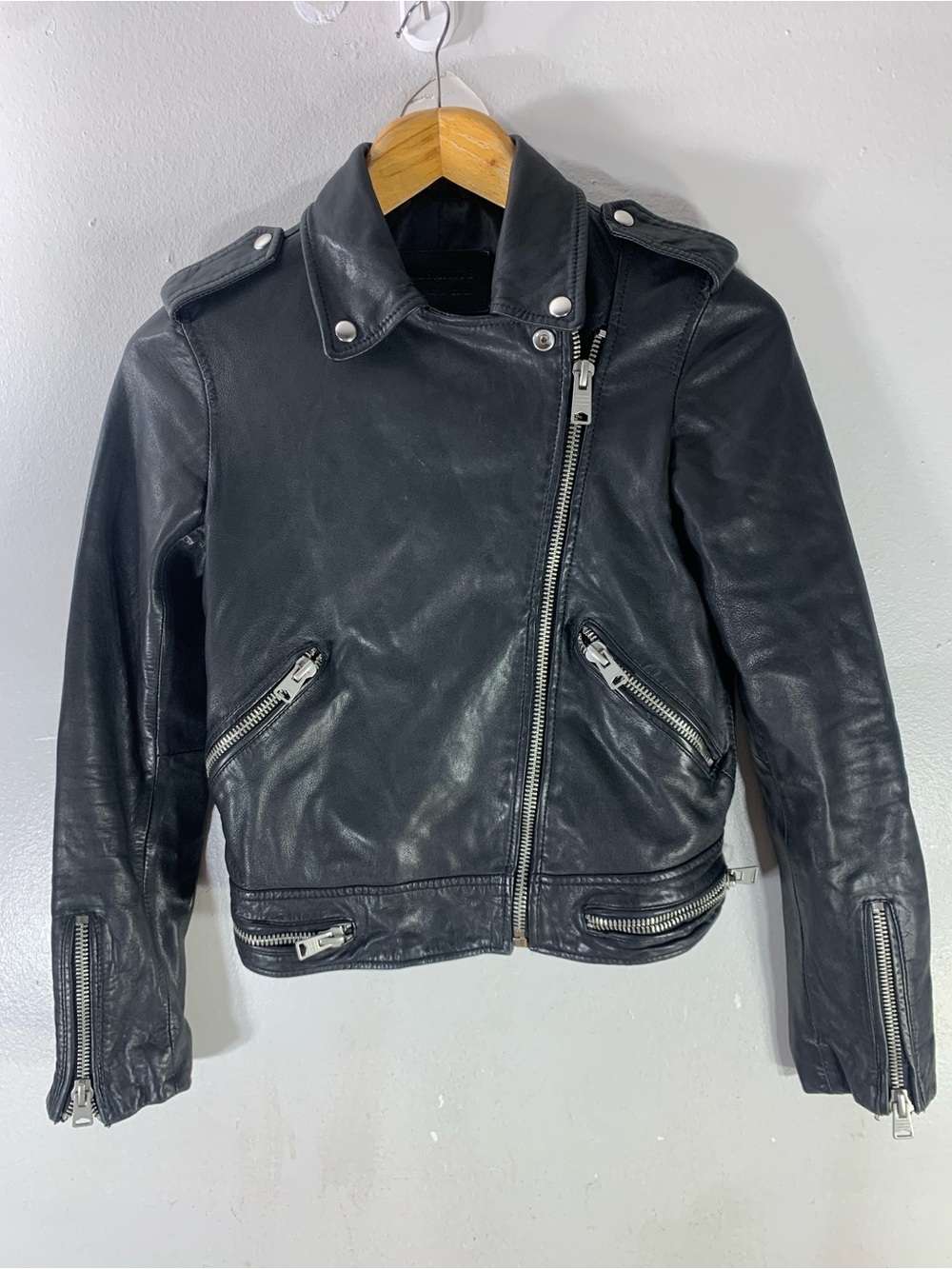 ALLSaints Black Leather Biker Jacket